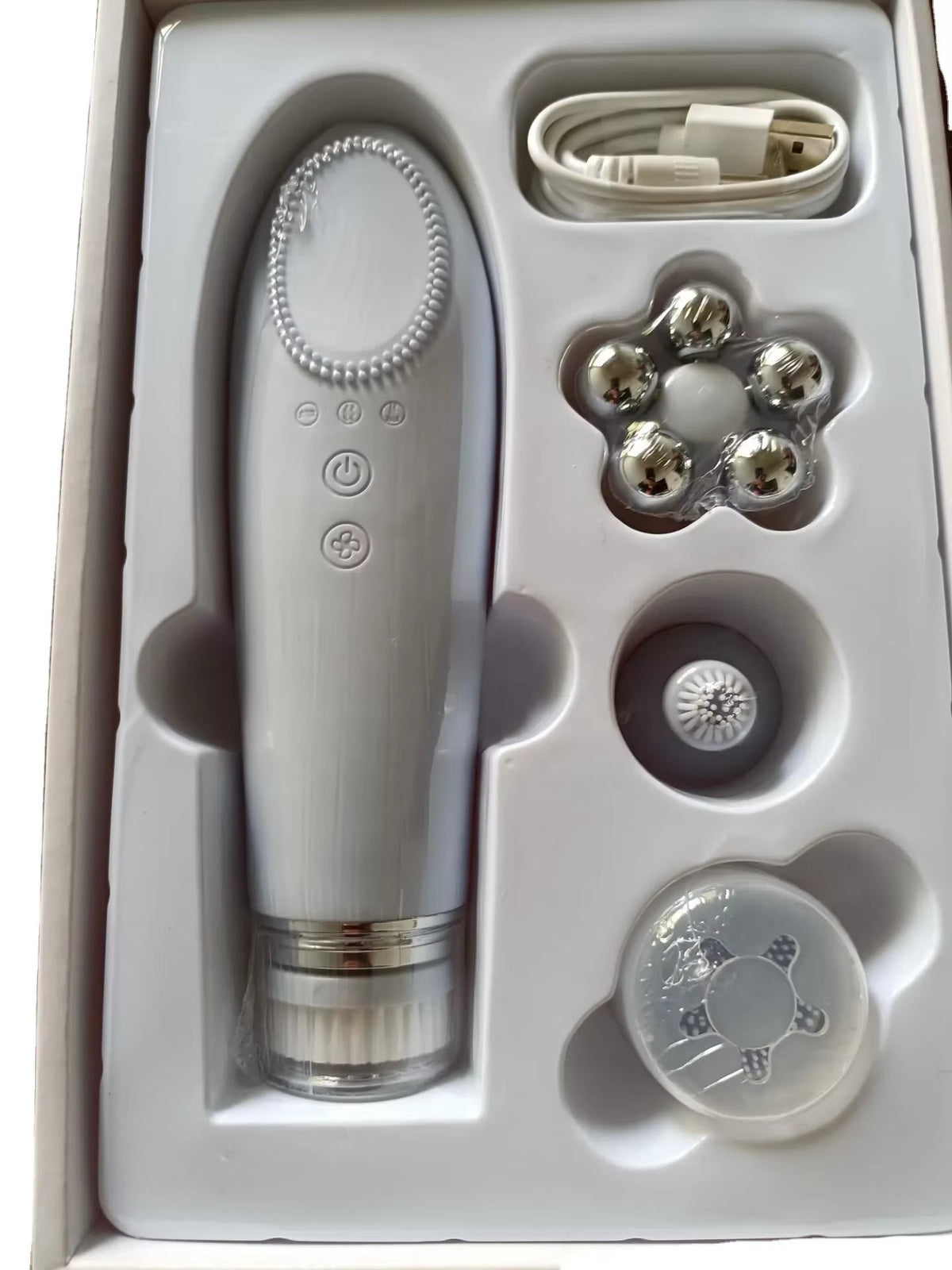 Cepillo de limpieza facial sónico recargable (2024) con compresas frías y calientes de silicona para una limpieza profunda.