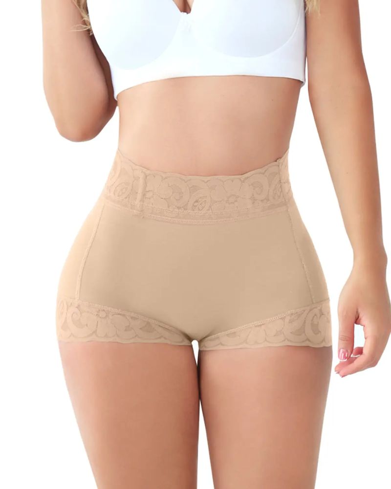 Pantalones cortos moldeadores de glúteos con encaje clásico para mujer