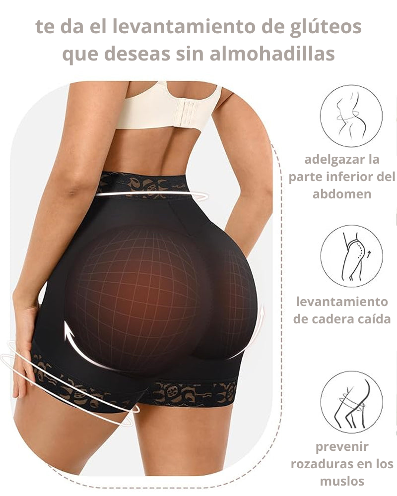 Pantalones cortos moldeadores de glúteos con encaje clásico para mujer